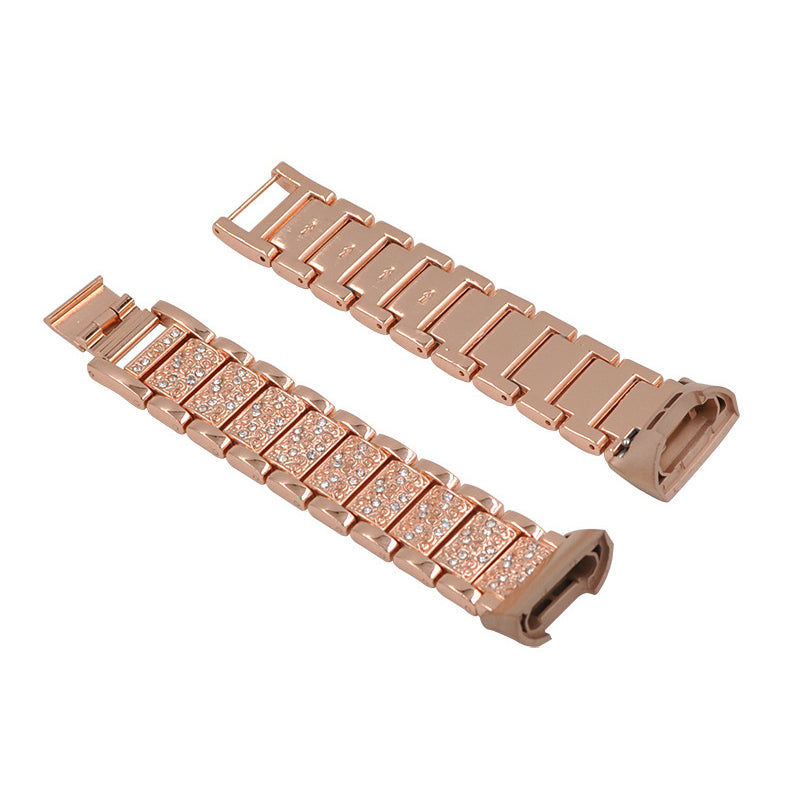 Rhinestone Stainless Steel Chain Watch Strap Replacement for Fitbit Charge 3/4