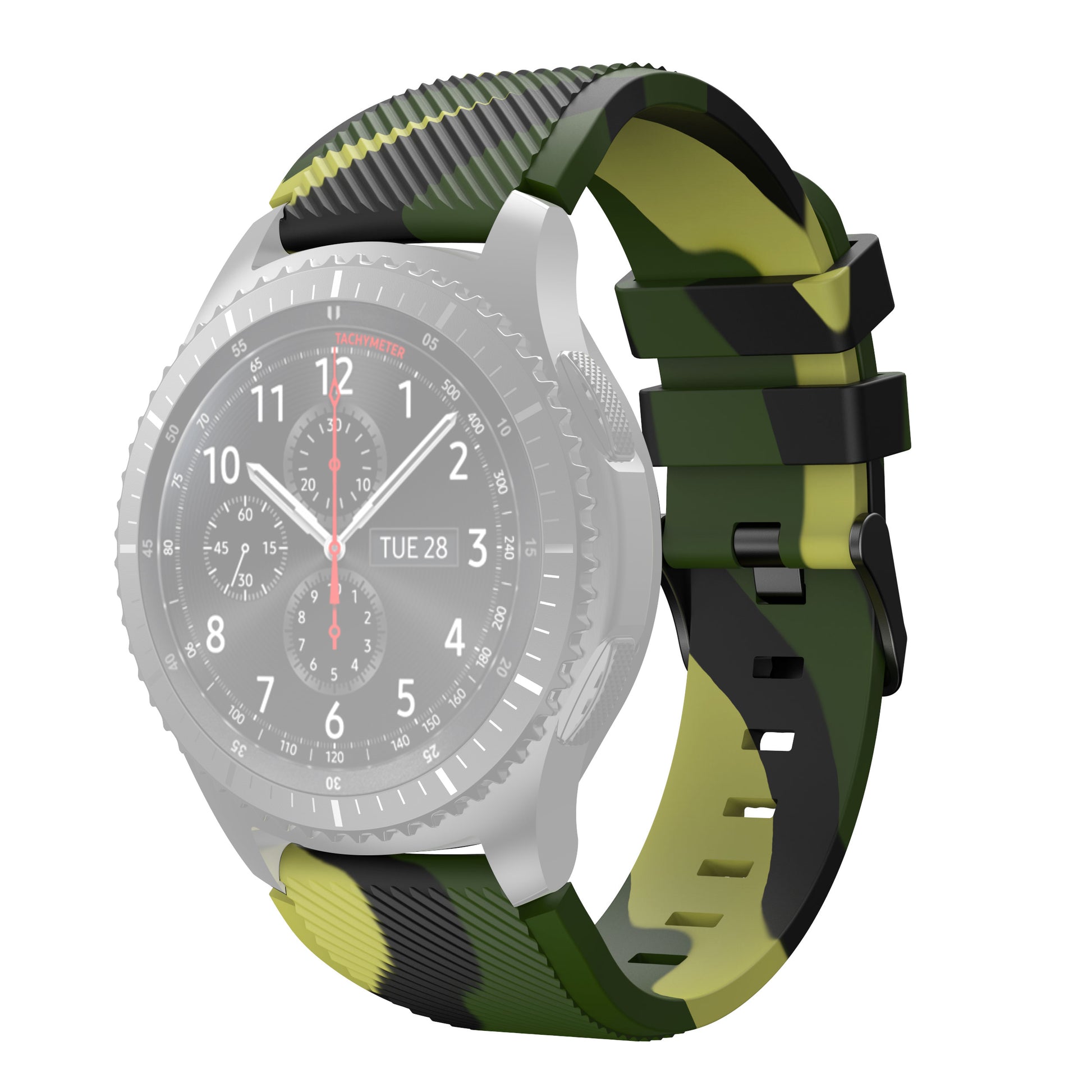 22mm Twill Wave Camouflage Silicone Watchband Strap Replacement Wrist Strap for Samsung Gear S3 Classic/S3 Frontier/Xiaomi Haylou RT LS05s/RS3 LS04