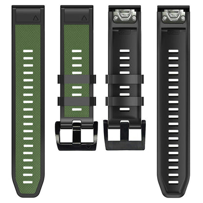 For Garmin Fenix 6X/Fenix 5X/Fenix 3 HR/Descent Mk1 Dual Color Watch Band, 26mm Silicone Sport Watch Strap