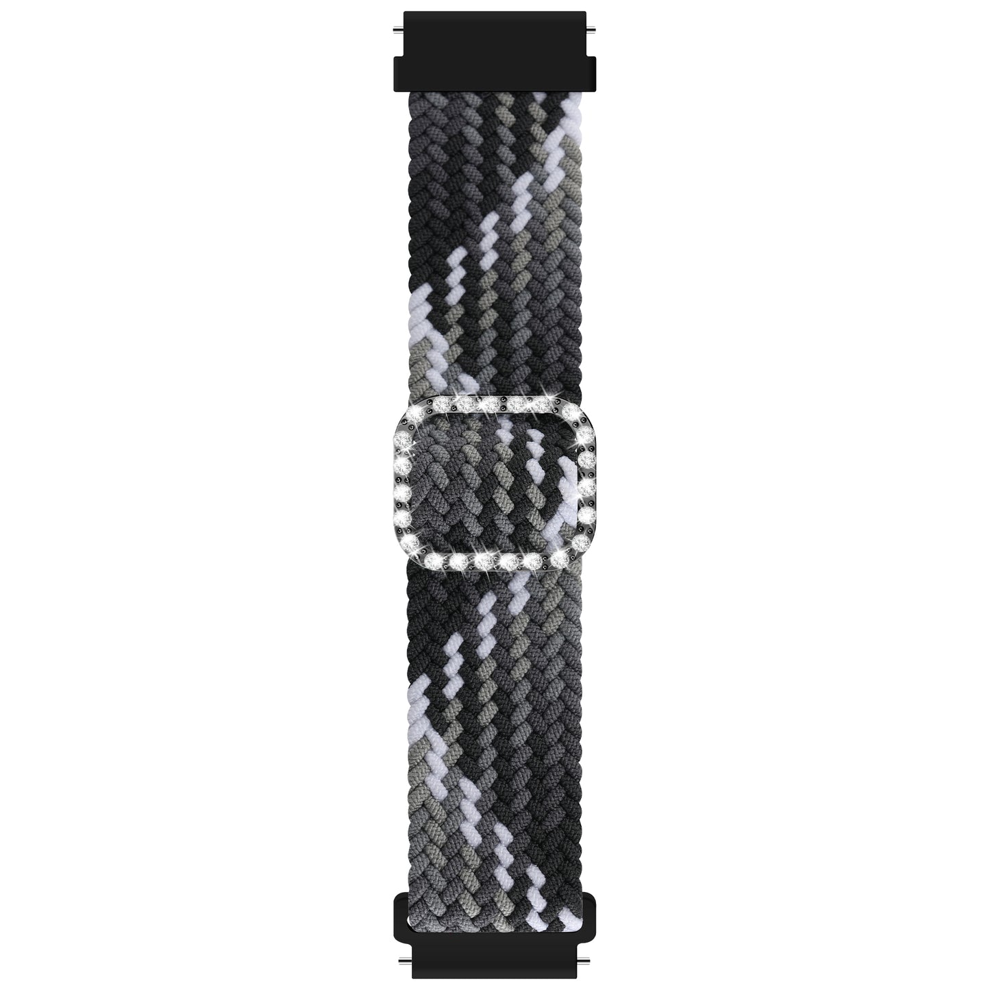 22mm Nylon Braided Adjustable Watchband Rhinestone Buckle Watch Strap for Samsung Gear S3 Classic/S3 Frontier/Galaxy Watch 46mm