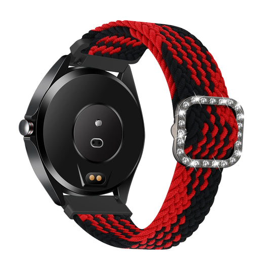 22mm Nylon Braided Adjustable Watchband Rhinestone Buckle Watch Strap for Samsung Gear S3 Classic/S3 Frontier/Galaxy Watch 46mm