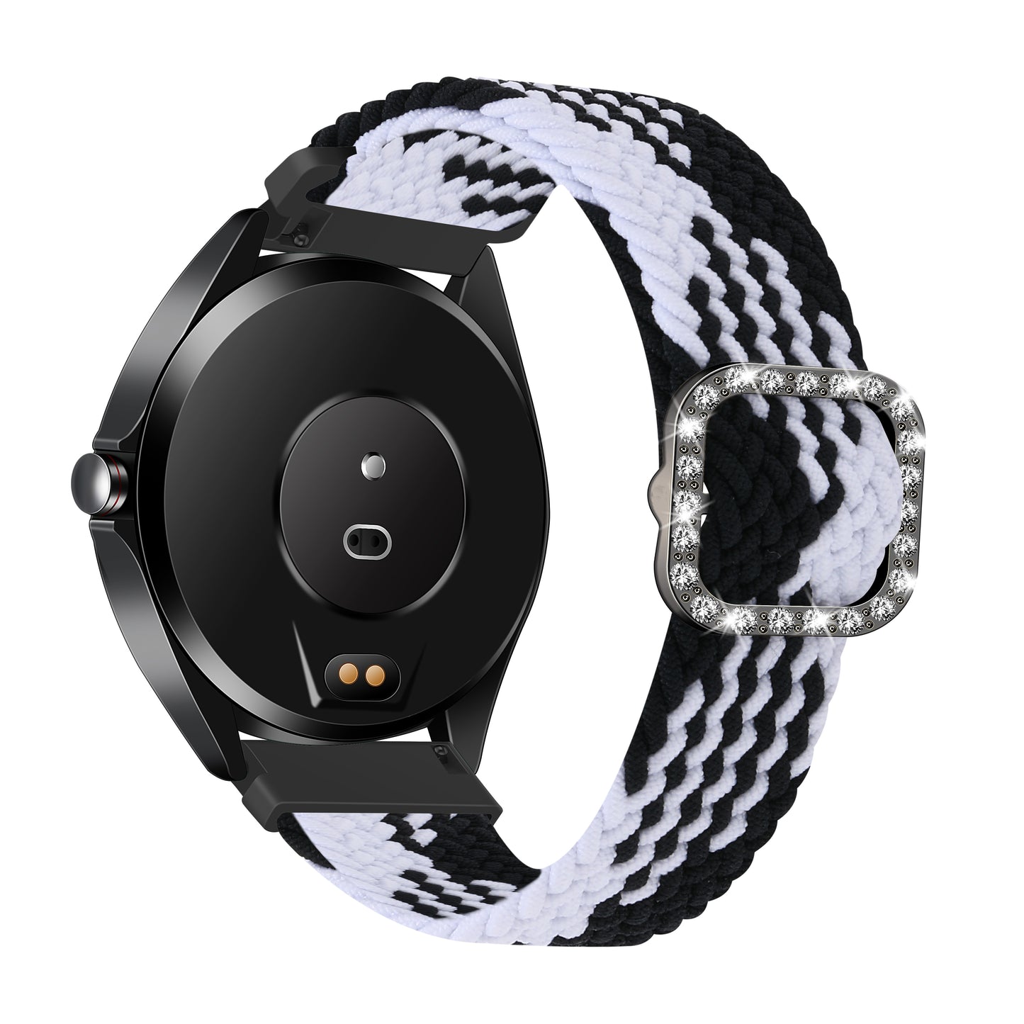 22mm Nylon Braided Adjustable Watchband Rhinestone Buckle Watch Strap for Samsung Gear S3 Classic/S3 Frontier/Galaxy Watch 46mm