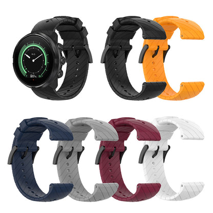 24mm Twill Texture Silicone Replacement Adjustable Smartwatch Strap Sport Band for Suunto 9 / 9 Baro / D5 / 9 Copper