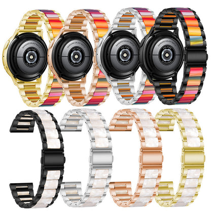 22mm Three Beads Wristband Strap Stainless Steel Fashion Sleek Resin Bracelet for Huawei Watch 3 / 3 Pro / Samsung Galaxy Watch 3 45mm / 46mm / Garmin Venu 2