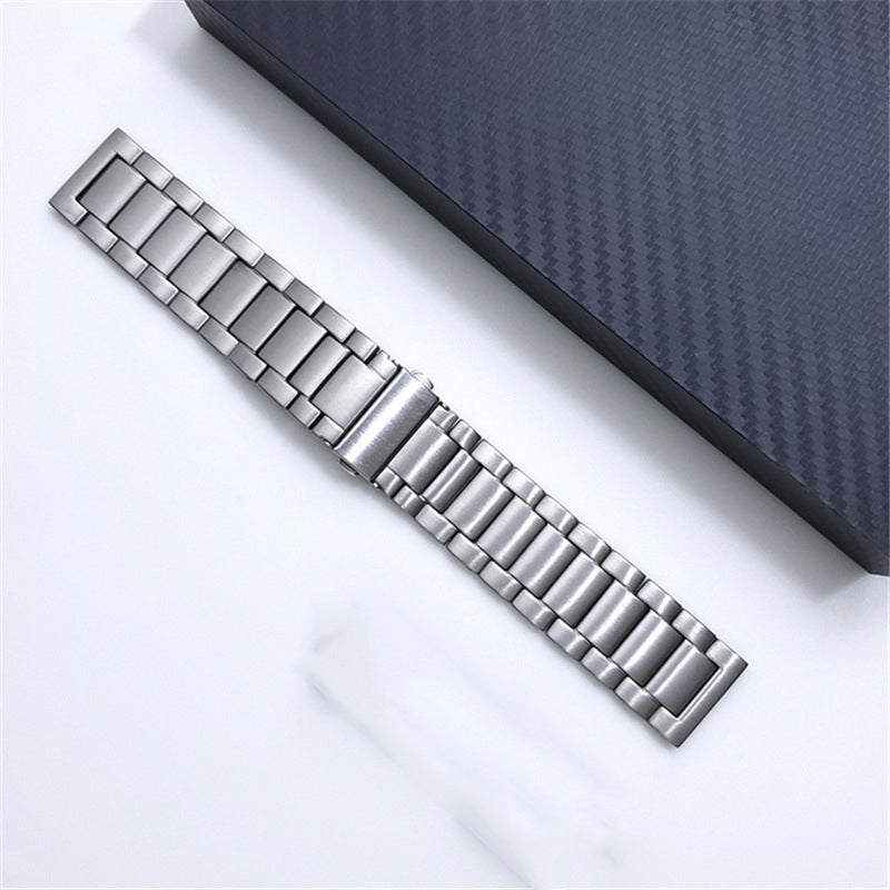 22mm Titanium Alloy Metal Watch Band 3 Beads Flat Buckle Watch Strap for Samsung Galaxy Watch3 45mm / Suunto 9 Peak / Haylou RT RS3 / Realme Watch S