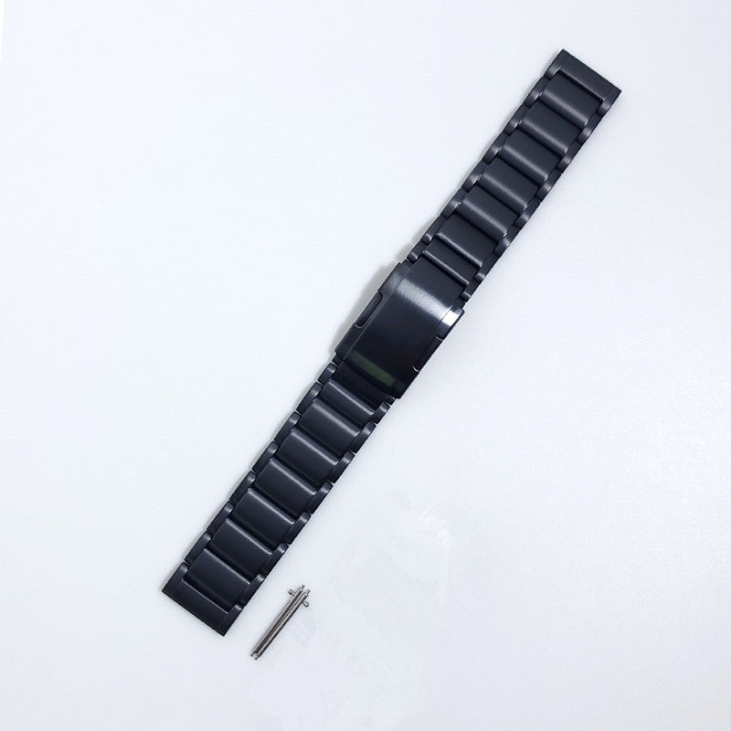 22mm Titanium Watch Strap 3 Beads Wristband  with Folding Metal Clasp Classic Buckle for Samsung Galaxy Watch3 45mm / Gear S3 Frontier / Suunto 9 Peak / Haylou RT RS3