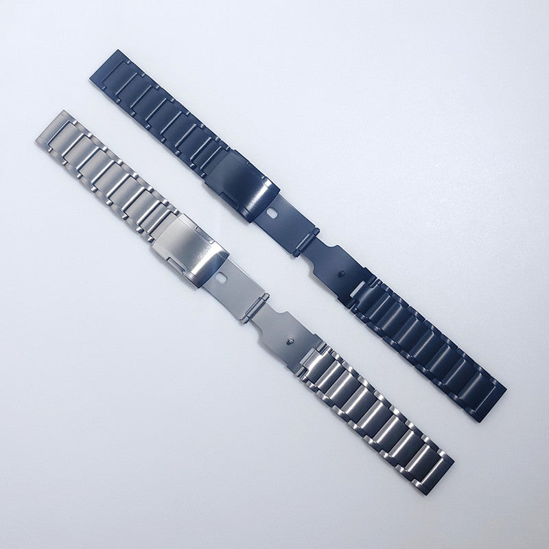 22mm Titanium Watch Strap 3 Beads Wristband  with Folding Metal Clasp Classic Buckle for Samsung Galaxy Watch3 45mm / Gear S3 Frontier / Suunto 9 Peak / Haylou RT RS3