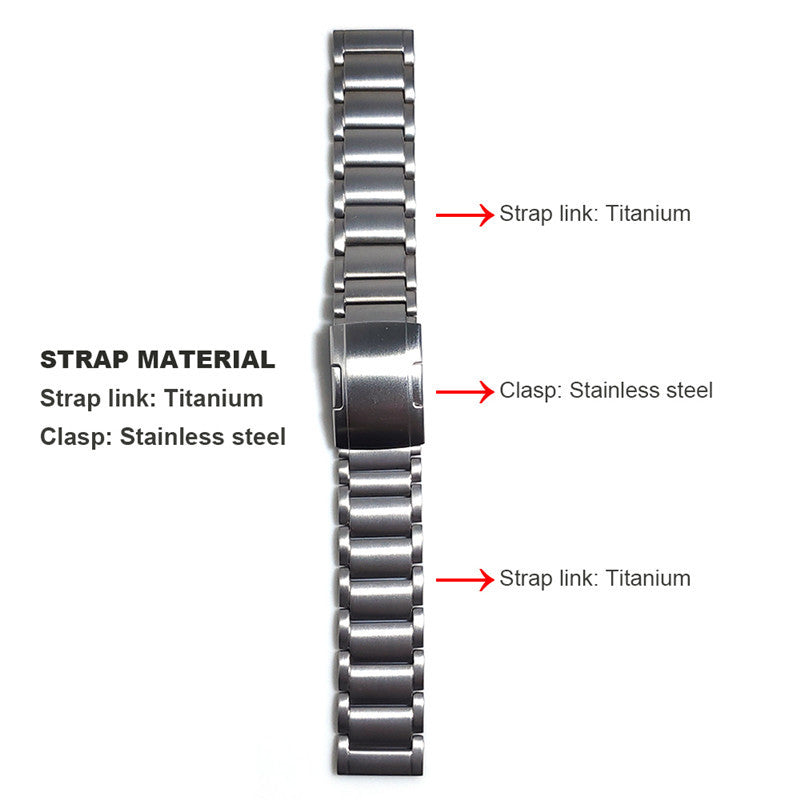 22mm Titanium Watch Strap 3 Beads Wristband  with Folding Metal Clasp Classic Buckle for Samsung Galaxy Watch3 45mm / Gear S3 Frontier / Suunto 9 Peak / Haylou RT RS3