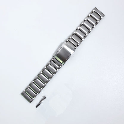 22mm Titanium Watch Strap 3 Beads Wristband  with Folding Metal Clasp Classic Buckle for Samsung Galaxy Watch3 45mm / Gear S3 Frontier / Suunto 9 Peak / Haylou RT RS3