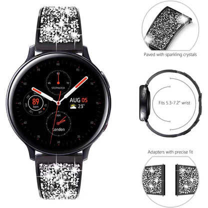 20mm Stainless Steel Metal Band Glitter Strap Wristband for Samsung Galaxy Watch 42mm 46mm / Galaxy Watch4 Classic 42mm 46mm / Garmin Venu / Suunto 3 Fitness