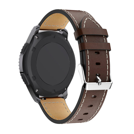 20mm Leather Watch Band with Adjustable Buckle Wrist Strap for Samsung Galaxy Watch4 40mm/44mm Watch4 Classic 42mm/46mm