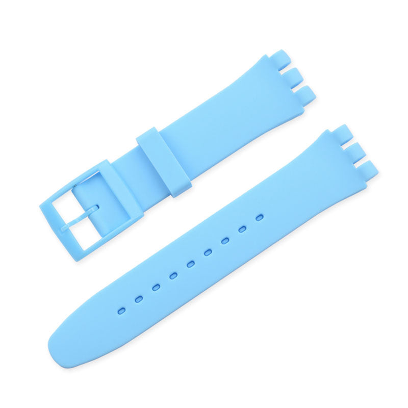 19mm Waterproof Solid Color Watch Strap Silicone Watchband with Pin Buckle for Swatch