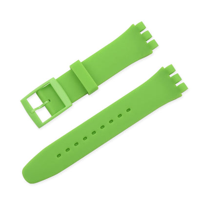 19mm Waterproof Solid Color Watch Strap Silicone Watchband with Pin Buckle for Swatch