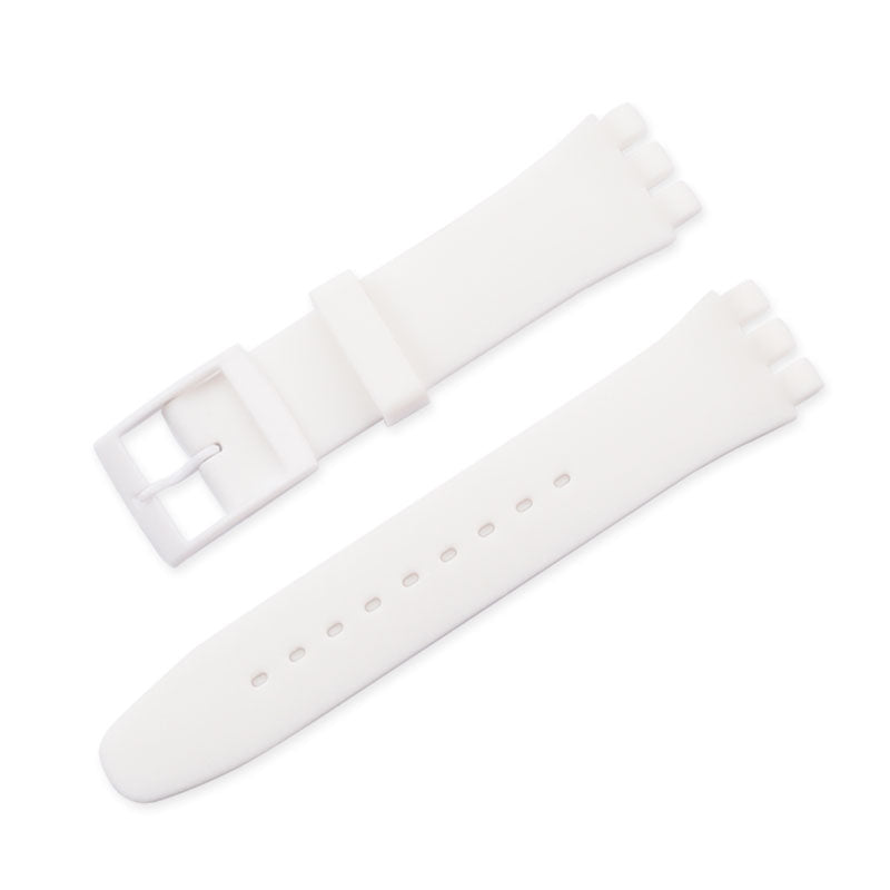 19mm Waterproof Solid Color Watch Strap Silicone Watchband with Pin Buckle for Swatch