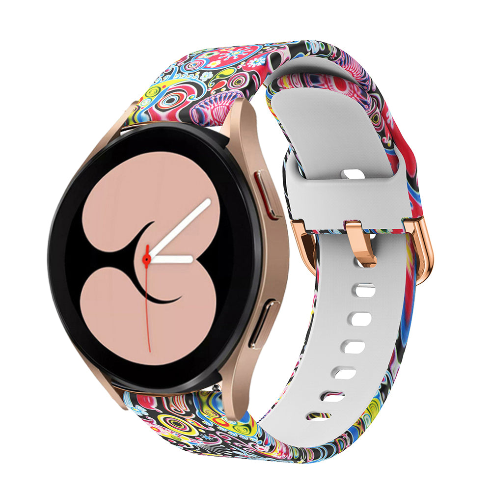 For Samsung Galaxy Watch4 40mm/44mm Fashion Printed Adjustable Silicone Smart Watch Strap Replacement Wrist Band