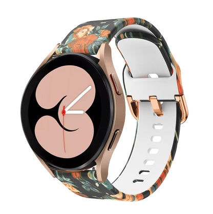 For Samsung Galaxy Watch4 40mm/44mm Fashion Printed Adjustable Silicone Smart Watch Strap Replacement Wrist Band