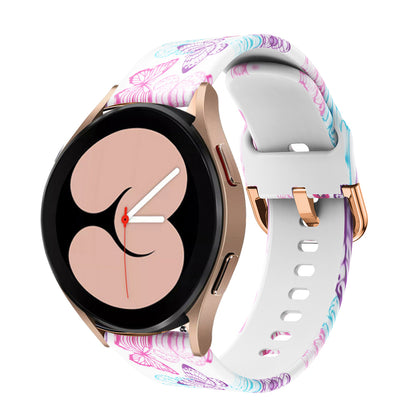 For Samsung Galaxy Watch4 40mm/44mm Fashion Printed Adjustable Silicone Smart Watch Strap Replacement Wrist Band