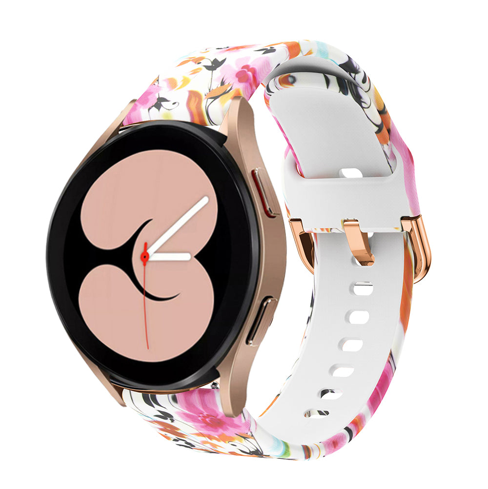 For Samsung Galaxy Watch4 40mm/44mm Fashion Printed Adjustable Silicone Smart Watch Strap Replacement Wrist Band