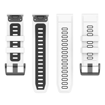 For Garmin Fenix 7S Single Row Holes Dual-color Quick Release Silicone Watch Band Wrist Strap 20mm