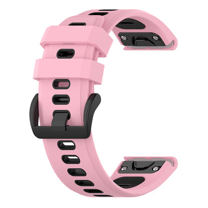 For Garmin Fenix 7S Single Row Holes Dual-color Quick Release Silicone Watch Band Wrist Strap 20mm