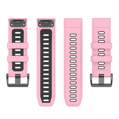 For Garmin Fenix 7S Single Row Holes Dual-color Quick Release Silicone Watch Band Wrist Strap 20mm