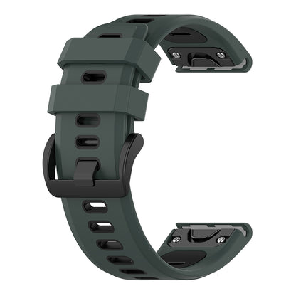 For Garmin Fenix 7S Single Row Holes Dual-color Quick Release Silicone Watch Band Wrist Strap 20mm