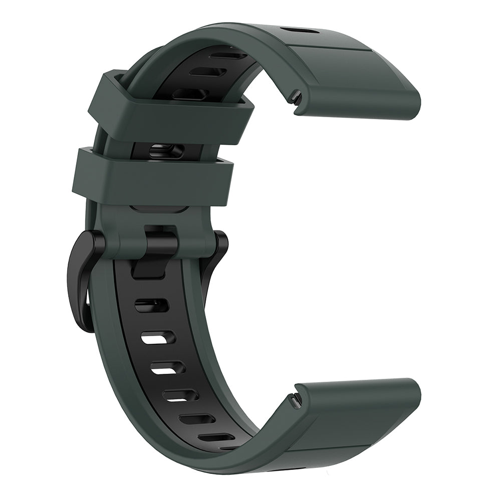 For Garmin Fenix 7S Single Row Holes Dual-color Quick Release Silicone Watch Band Wrist Strap 20mm