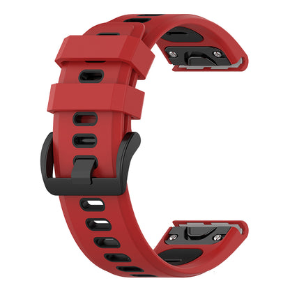 For Garmin Fenix 7S Single Row Holes Dual-color Quick Release Silicone Watch Band Wrist Strap 20mm