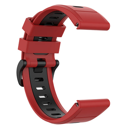 For Garmin Fenix 7S Single Row Holes Dual-color Quick Release Silicone Watch Band Wrist Strap 20mm