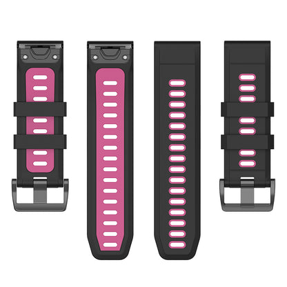 For Garmin Fenix 7S Single Row Holes Dual-color Quick Release Silicone Watch Band Wrist Strap 20mm