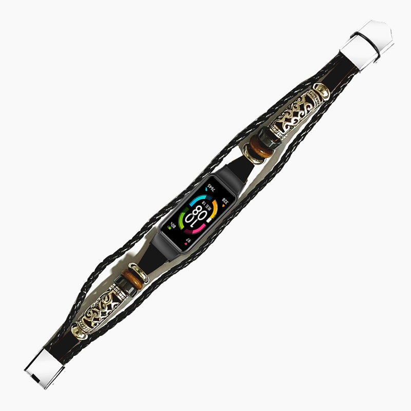 For Huawei Band 6/Honor Band 6 Ethnic Beaded Replacement Watch Strap Bracelet Retro Wrist Band