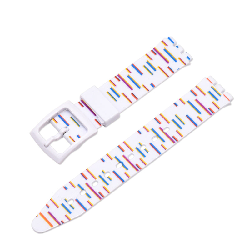 For Swatch Wrist Band Stylish Pattern Printed Silicone Adjustable Watch Strap 16mm