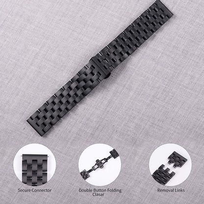 For Fossil Gen 5E 42mm/Gen 6 42mm/Q Venture Gen 4 HR Stainless Steel 18mm Replacement Strap 5 Beads Design Smartwatch Band