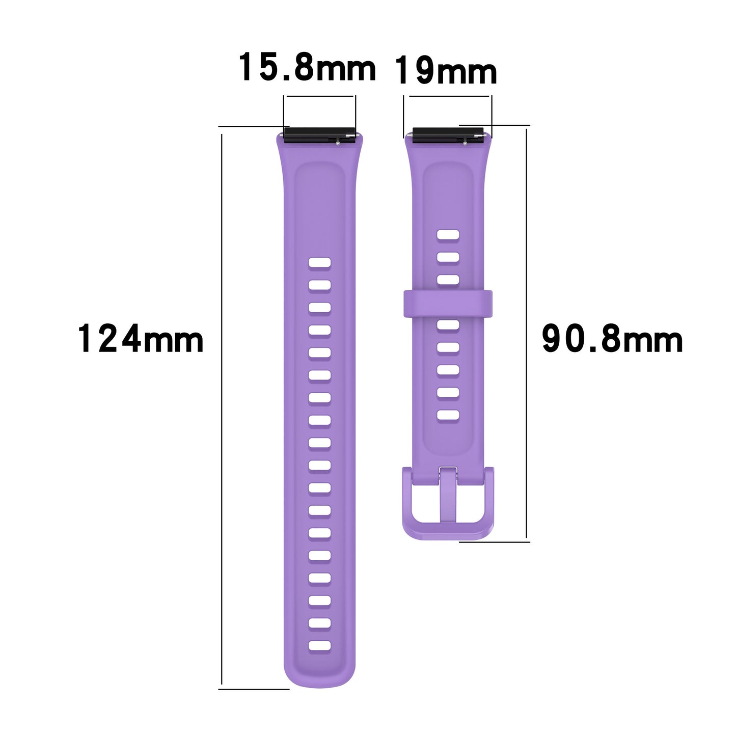 Silicone Smart Watch Band for Huawei Band 7, Solid Color Adjustable Wrist Strap Replacement