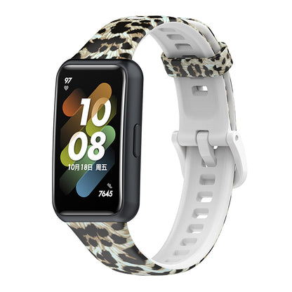 Pattern Printing Watch Strap for Huawei Band 7, Adjustable TPU Wrist Band Replacement Bracelet