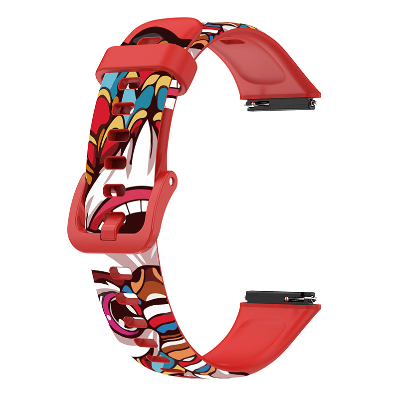 Pattern Printing Watch Strap for Huawei Band 7, Adjustable TPU Wrist Band Replacement Bracelet