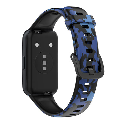 Pattern Printing Watch Strap for Huawei Band 7, Adjustable TPU Wrist Band Replacement Bracelet