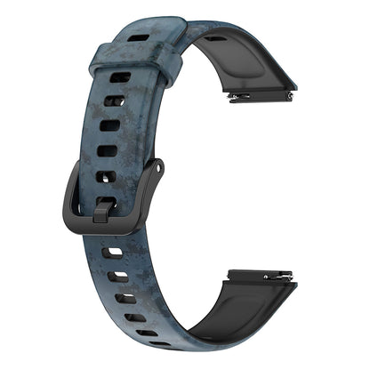 Pattern Printing Watch Strap for Huawei Band 7, Adjustable TPU Wrist Band Replacement Bracelet