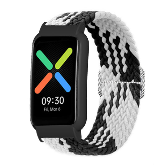 Nylon Knitted Elastic Watch Band for Oppo Watch Free, Replacement Wrist Strap with Watch Case