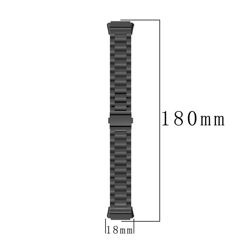 For Huawei Band 7 Stainless Steel Watch Band 3 Beads Metal Buckle Replacement Wristband