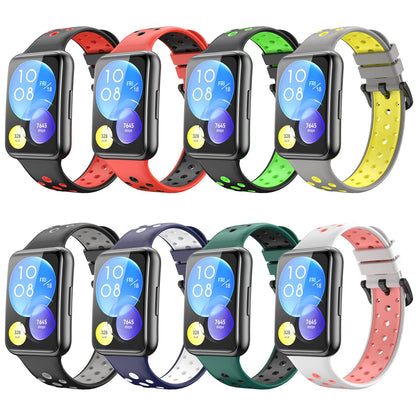 For Huawei Watch Fit 2 Silicone Watch Band Dual-Color Wrist Strap Quick Release Replacement Watchband