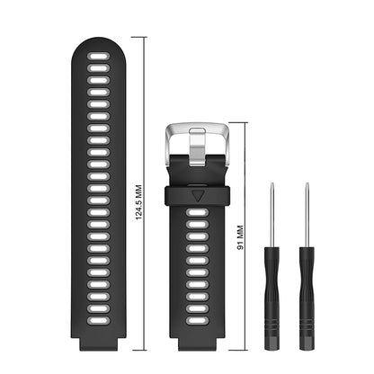 For Garmin Forerunner 235 / 230 / 620 / 630 / 220 / 735 / 735XT Silicone Watch Band Quick Release Watch Strap Replacement Part Universal 22mm Watchband with Silver Buckle