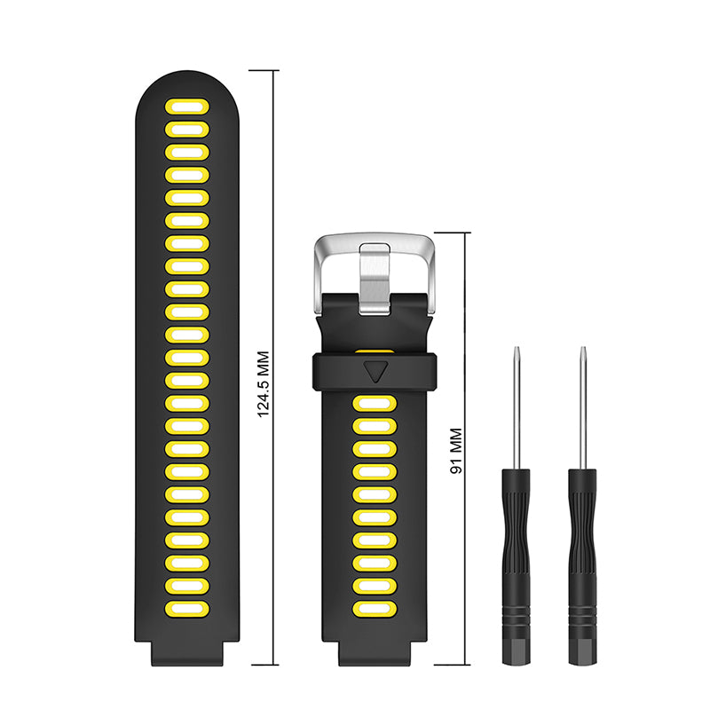 For Garmin Forerunner 235 / 230 / 620 / 630 / 220 / 735 / 735XT Silicone Watch Band Quick Release Watch Strap Replacement Part Universal 22mm Watchband with Silver Buckle