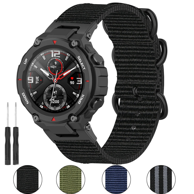 For Huami Amazfit T-Rex  /  T-Rex Pro  /  Ares Watch Strap with Buckle Nylon Watch Band Universal 22mm Quick Release Watchband