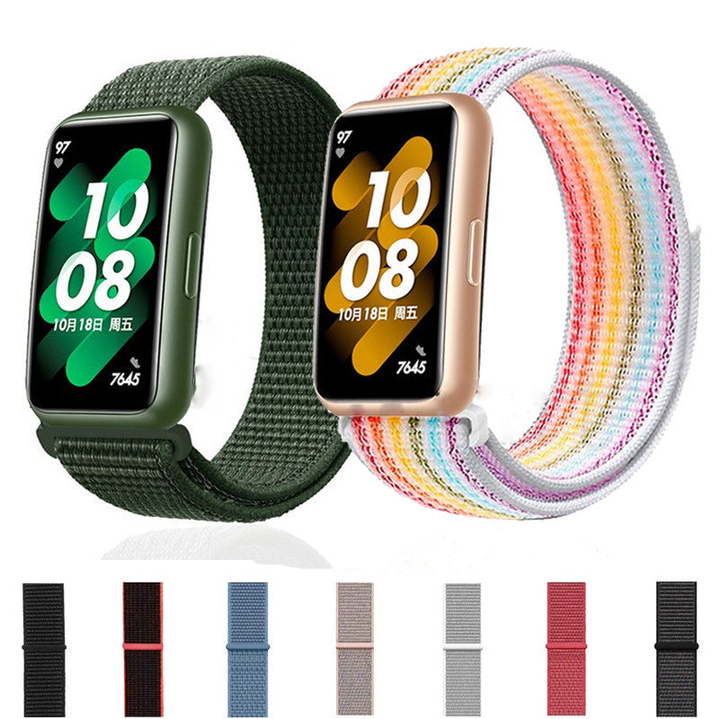 For Huawei Band 7 Nylon Watch Strap Adjustable Loop Fastener Replacement Sport Wrist Band