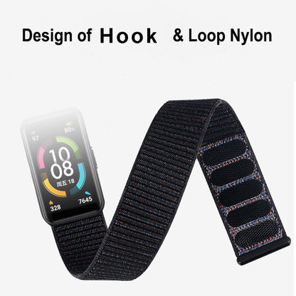 For Huawei Band 7 Nylon Watch Strap Adjustable Loop Fastener Replacement Sport Wrist Band