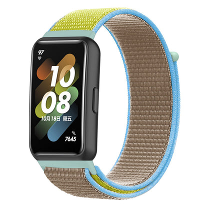 For Huawei Band 7 Nylon Watch Strap Adjustable Loop Fastener Replacement Sport Wrist Band