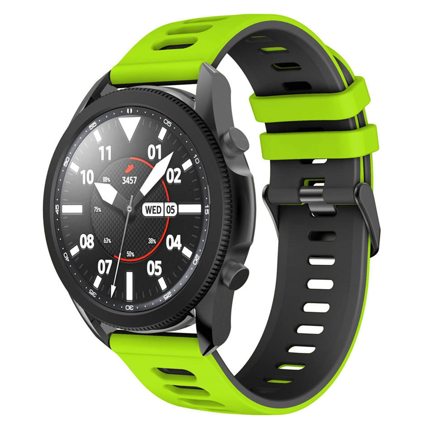 For Samsung Galaxy Watch3 45mm / Huawei Watch 3 / Garmin Forerunner 255 / Apex 46mm Dual-Color Silicone Watch Band 22mm Sport Strap Replacement