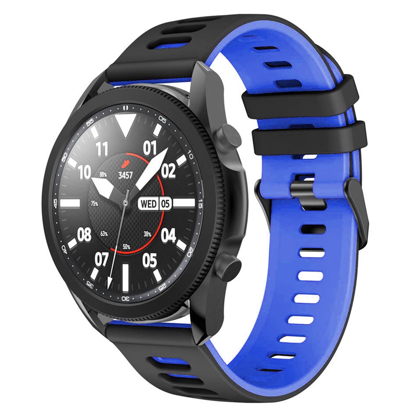 For Samsung Galaxy Watch3 45mm / Huawei Watch 3 / Garmin Forerunner 255 / Apex 46mm Dual-Color Silicone Watch Band 22mm Sport Strap Replacement