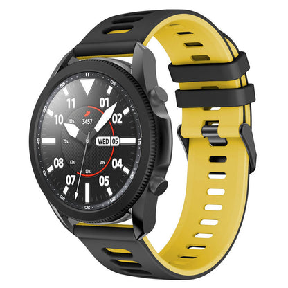 For Samsung Galaxy Watch3 45mm / Huawei Watch 3 / Garmin Forerunner 255 / Apex 46mm Dual-Color Silicone Watch Band 22mm Sport Strap Replacement